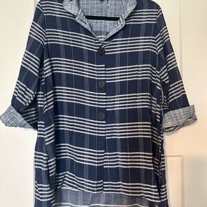 Navy Plaid Button Down Shirt